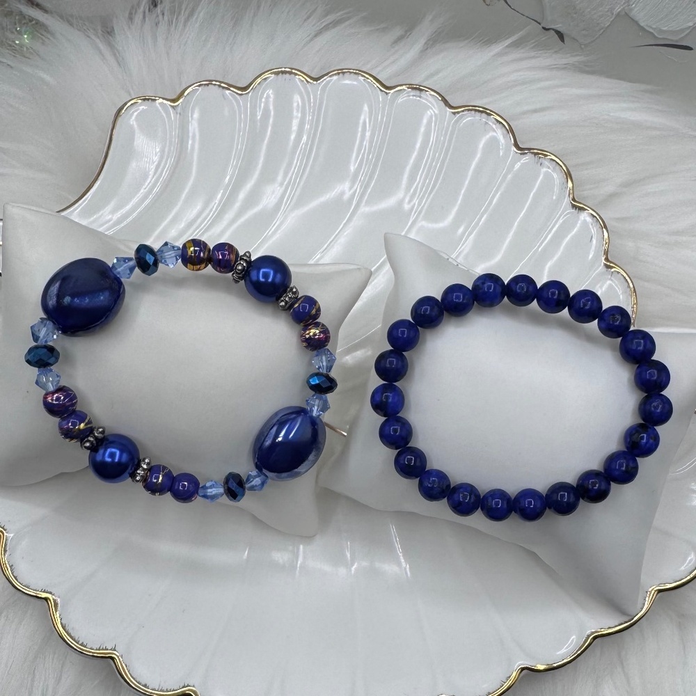 Large Beaded Navy Blue theme Bracelets